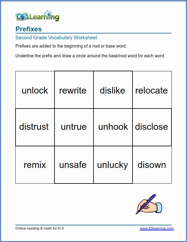 Prefixes Worksheet 2nd Grade Fresh Grade 2 Vocabulary Worksheet Prefixes and Root Words