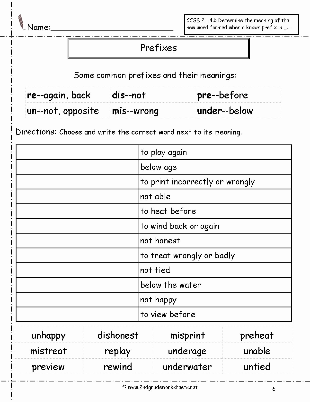 Prefixes Worksheet 2nd Grade Fresh Second Grade Prefixes Worksheets