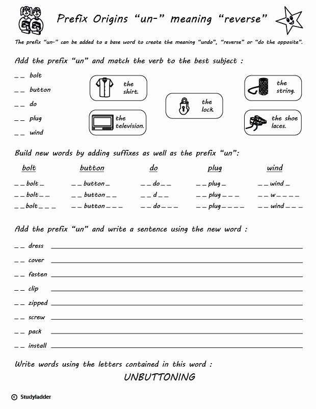 Prefixes Worksheet 2nd Grade Inspirational Prefix Un Meaning Reverse Studyladder Interactive