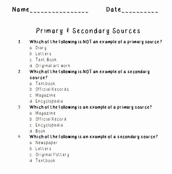 Primary and Secondary sources Worksheet Luxury Primary and Secondary sources Quiz by Mrs Blakeman S