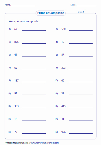 Prime and Composite Numbers Worksheet Best Of Prime and Posite Numbers Worksheets
