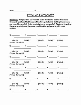 Prime and Composite Numbers Worksheet Elegant Prime or Posite Dice Game by Stilson S School House