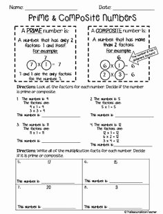 Prime and Composite Numbers Worksheet Lovely Number Sense On Pinterest