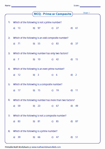 Prime and Composite Numbers Worksheet Luxury Prime and Posite Numbers Worksheets