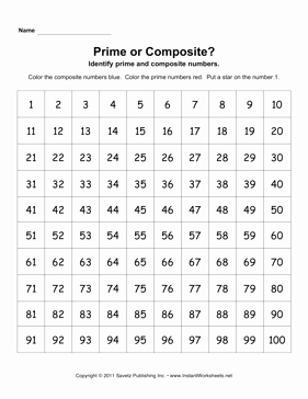 Prime and Composite Numbers Worksheet Luxury Prime Posite