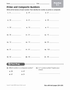 Prime and Composite Numbers Worksheet New Prime and Posite Numbers Practice 5th 6th Grade