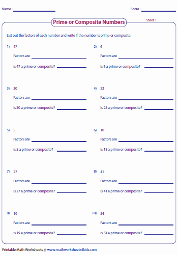 Prime and Composite Numbers Worksheet New Prime and Posite Numbers Worksheets