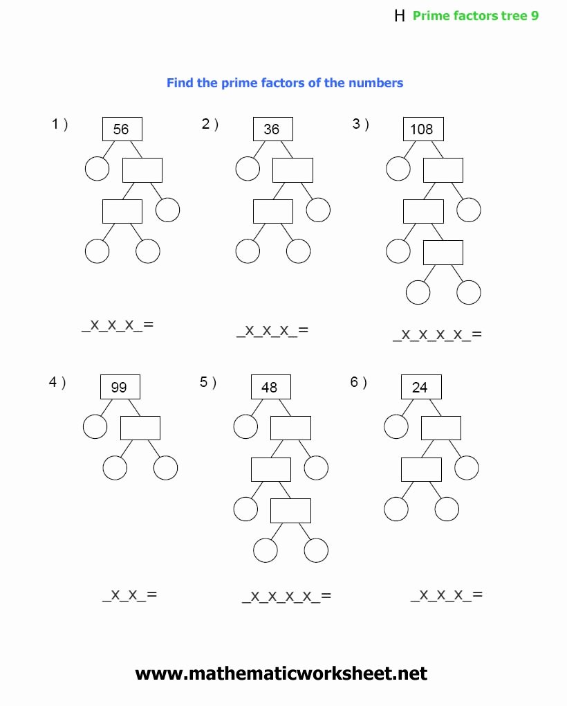 Prime Factorization Tree Worksheet Awesome 14 Best Of Factor Tree Worksheets and Answers