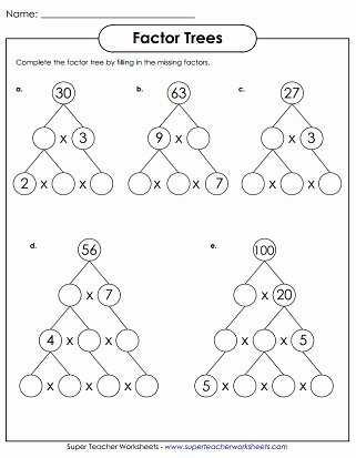 Prime Factorization Tree Worksheet Awesome Factoring Worksheets