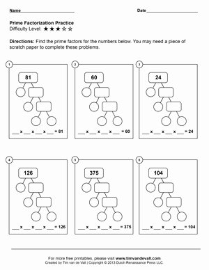 Prime Factorization Tree Worksheet Lovely Prime Factorization Worksheets 5th Grade Math Worksheets