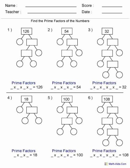 Prime Factorization Tree Worksheet Lovely Printable Prime Factor Tree Worksheets Infocap Ltd