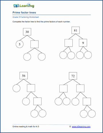 Prime Factorization Tree Worksheet Luxury Grade 5 Math Worksheet Prime Factor Trees