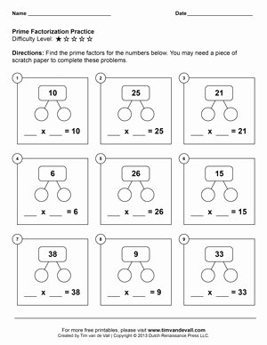 Prime Factorization Worksheet Pdf Awesome Prime Factorization Worksheets 5th Grade Math Worksheets