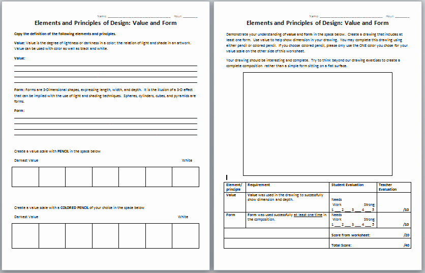 Principles Of Design Worksheet Best Of the Smartteacher Resource Elements and Principles Value