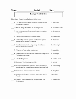 Principles Of Ecology Worksheet Answers New Biology Chapter 3 Outline