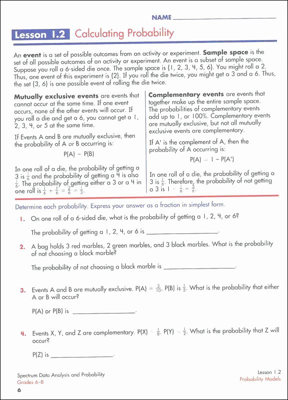 Probability Of Compound events Worksheet Fresh Probability Pound events Worksheet with Answer Key