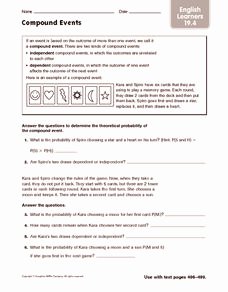 Probability Of Compound events Worksheet Inspirational Pound events English Learners 7th Grade Worksheet
