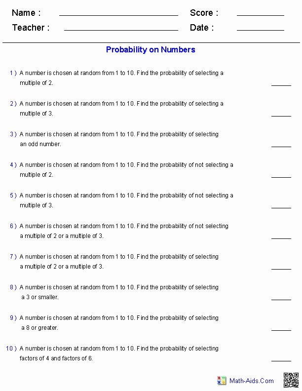 50 Probability Of Compound Events Worksheet