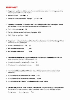 Probability Of Compound events Worksheet Lovely Probability Worksheet Add and Mul Rule Conditional