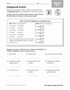 Probability Of Compound events Worksheet New Pound events Reteach 20 6 6th 8th Grade Worksheet