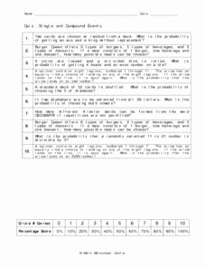 Probability Of Compound events Worksheet New Single and Pound events 8th Grade Worksheet