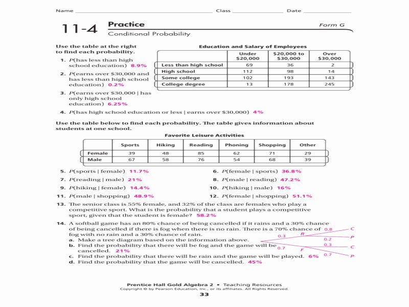 Probability Worksheet with Answers Beautiful Conditional Probability Worksheet Free Printable Worksheets