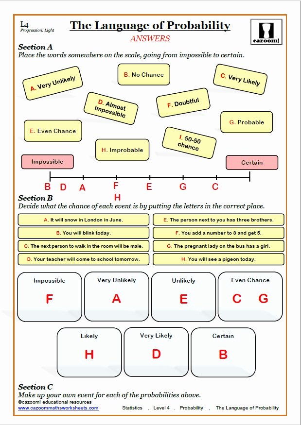 Probability Worksheet with Answers Inspirational Probability Worksheets Ks3 &amp; Ks4