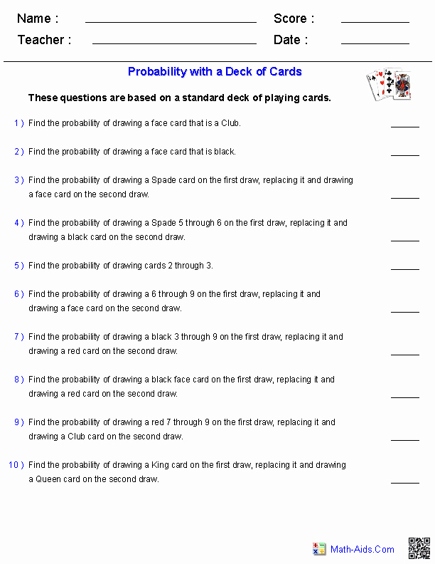 Probability Worksheet with Answers New Probability Worksheets