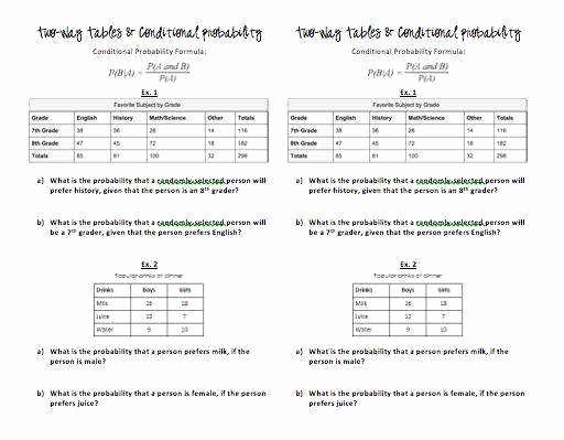 Probability Worksheet with Answers Unique Conditional Probability Worksheet