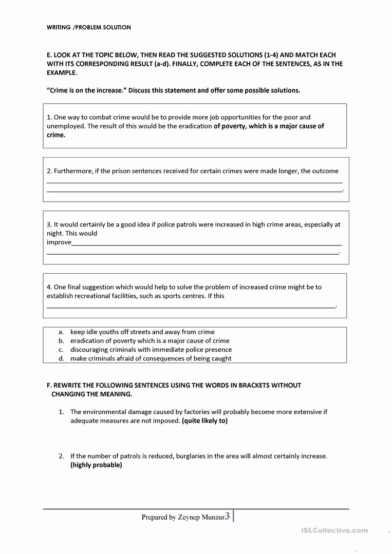 Problem and solution Worksheet Best Of Problem solution Essay Worksheet Free Esl Printable