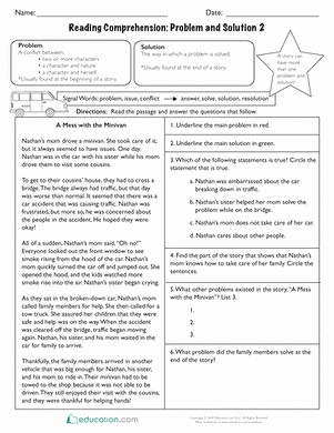 Problem and solution Worksheet Elegant Reading Prehension Problem and solution 2