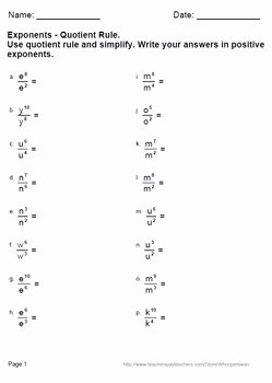 Product and Quotient Rule Worksheet Lovely Exponent Product Rule Worksheet the Best Worksheets Image