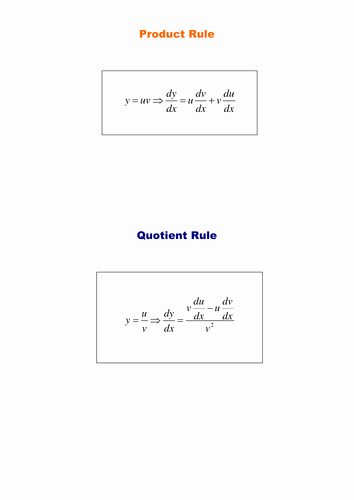 Product and Quotient Rule Worksheet New Product and Quotient Rules by Srwhitehouse
