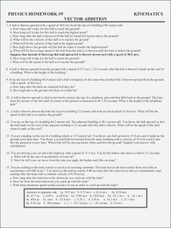 Projectile Motion Worksheet Answers Best Of Projectile Motion Worksheet Answers