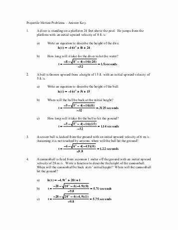 Projectile Motion Worksheet Answers Inspirational Projectile Motion Worksheet