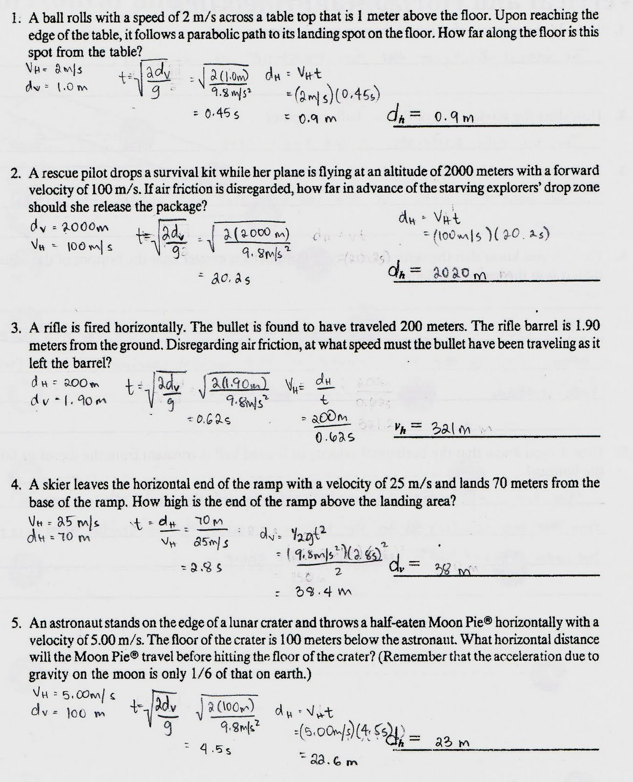 Projectile Motion Worksheet with Answers Best Of Projectiles Worksheet