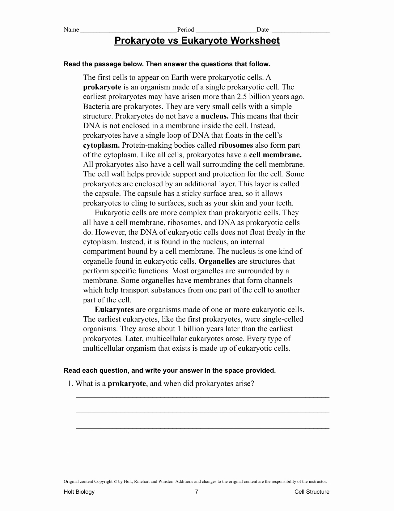 50 Prokaryotes Bacteria Worksheet Answers