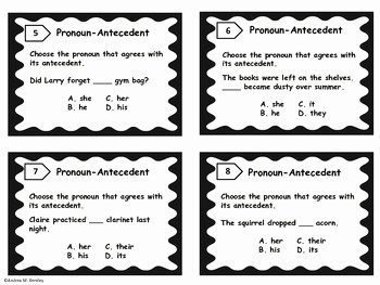 Pronoun Antecedent Agreement Worksheet Best Of Pronoun Antecedent Agreement Task Cards Mon Core