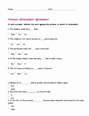 Pronoun Antecedent Agreement Worksheet Inspirational English Teaching Worksheets Pronouns