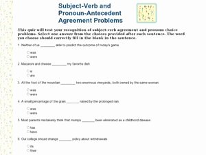 Pronoun Verb Agreement Worksheet Lovely Subject Verb and Pronoun Antecedent Agreement Problems
