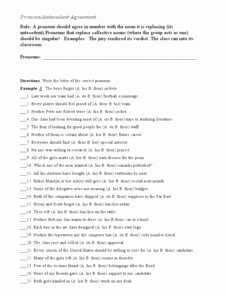 Pronouns and Antecedents Worksheet Best Of Pronoun Antecedent Agreement 5th 7th Grade Worksheet