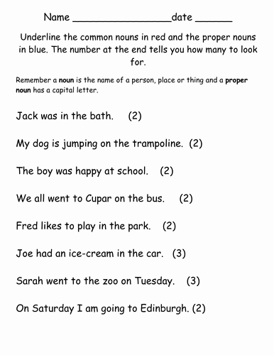 Proper Nouns Worksheet 2nd Grade Fresh Proper and Mon Noun Worksheet by Jillewron