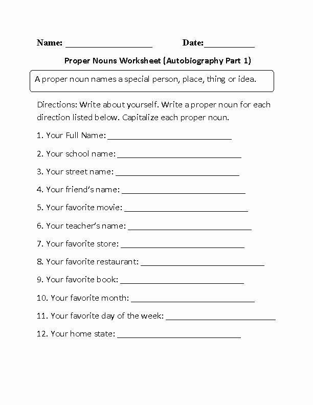 Proper Nouns Worksheet 2nd Grade Inspirational Nouns Worksheets