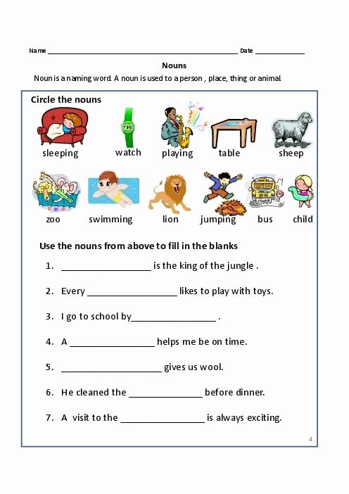 Proper Nouns Worksheet 2nd Grade Lovely Nouns Exercises for First Grade Mon Proper Nouns