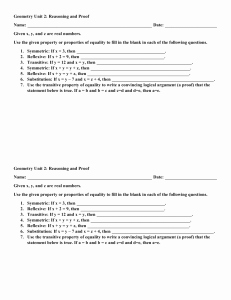 Properties Of Equality Worksheet Lovely the Symmetric Reflexive and Transitive Properties Of
