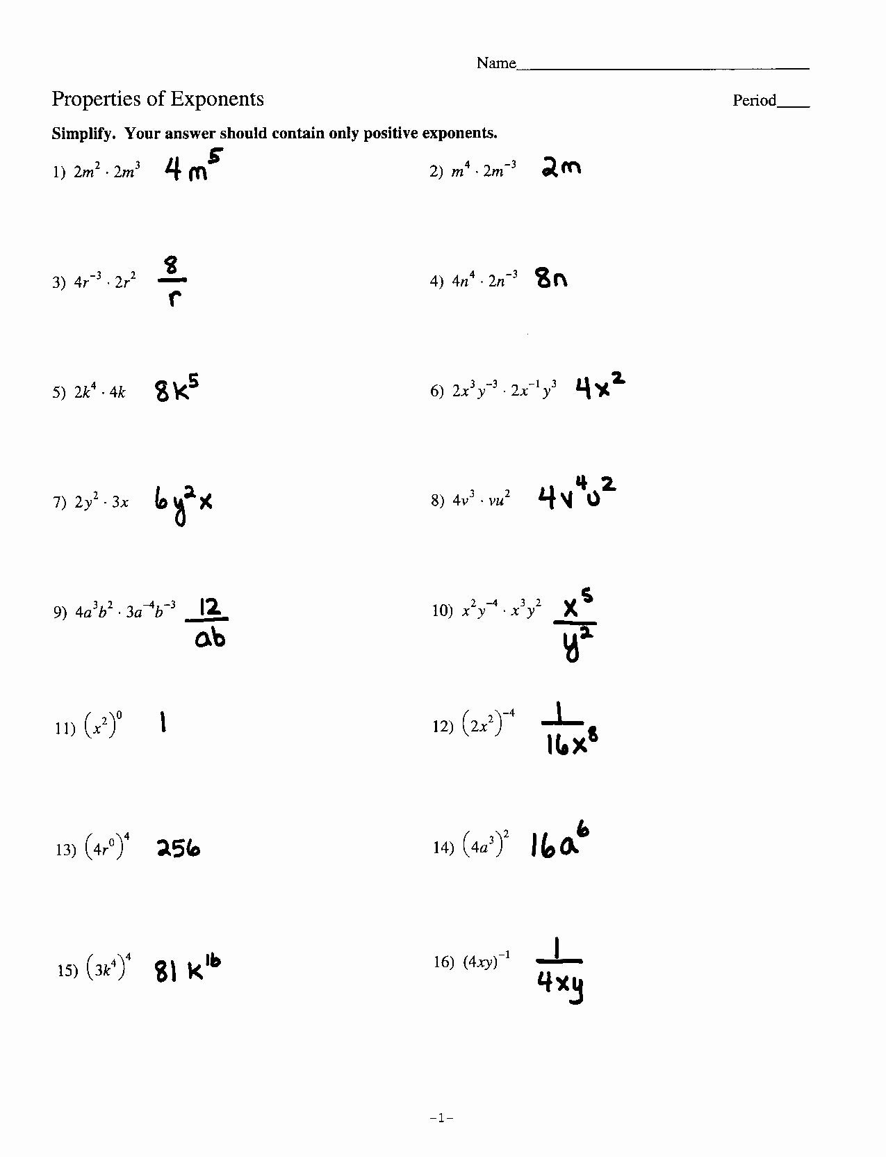 Properties Of Exponents Worksheet Answers Fresh 12 Best Of Rational Exponents Worksheets with
