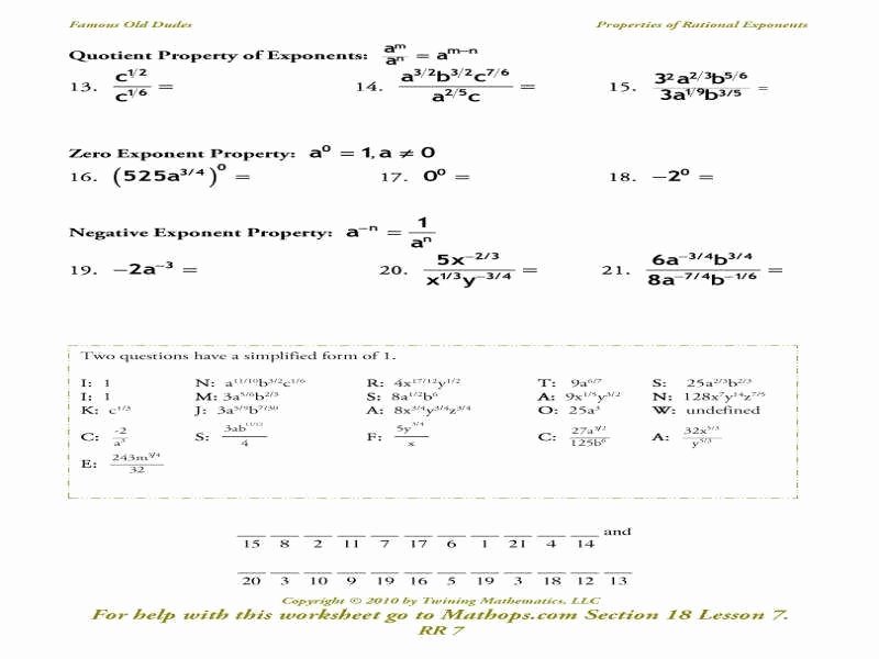 Properties Of Exponents Worksheet Answers New Properties Exponents Worksheet