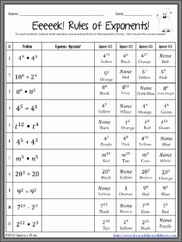 Properties Of Exponents Worksheet Answers New Properties Of Exponents Coloring Page