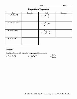 Properties Of Exponents Worksheet Lovely Properties Of Exponents Worksheet with Puzzle by Leffler S