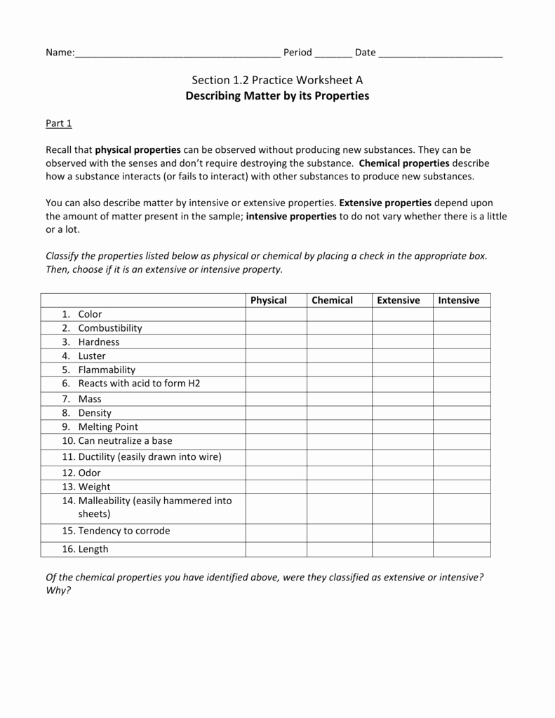 Properties Of Matter Worksheet Answers Beautiful 21 Properties Matter Worksheet Answers